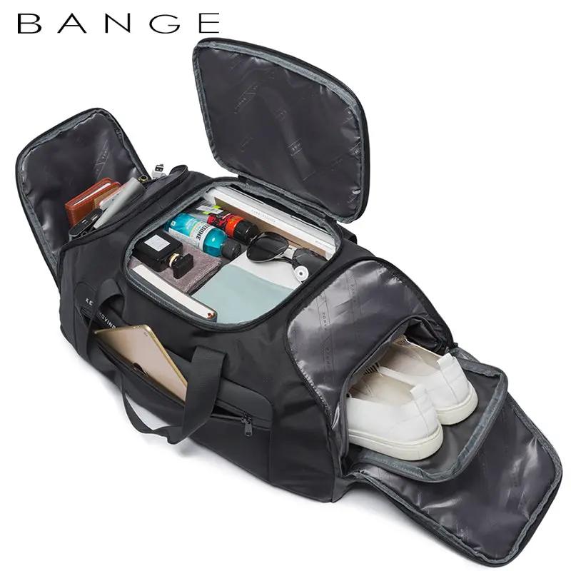 Black Bange 20–35L travel backpack with organized pockets and a shoe compartment on Tampa Home & Garden Store