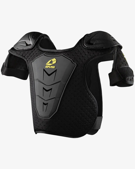 Bantam Roost Deflector for Kids, black chest guard with gray shield and EVS logo on Tampa Home & Garden Store