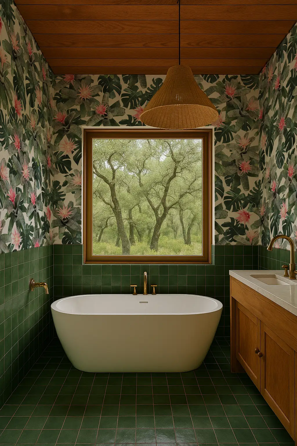Rad Bromeliad Wallpaper White Peel and Stick tropical bromeliad pattern on white backdrop on Tampa Home & Garden Store