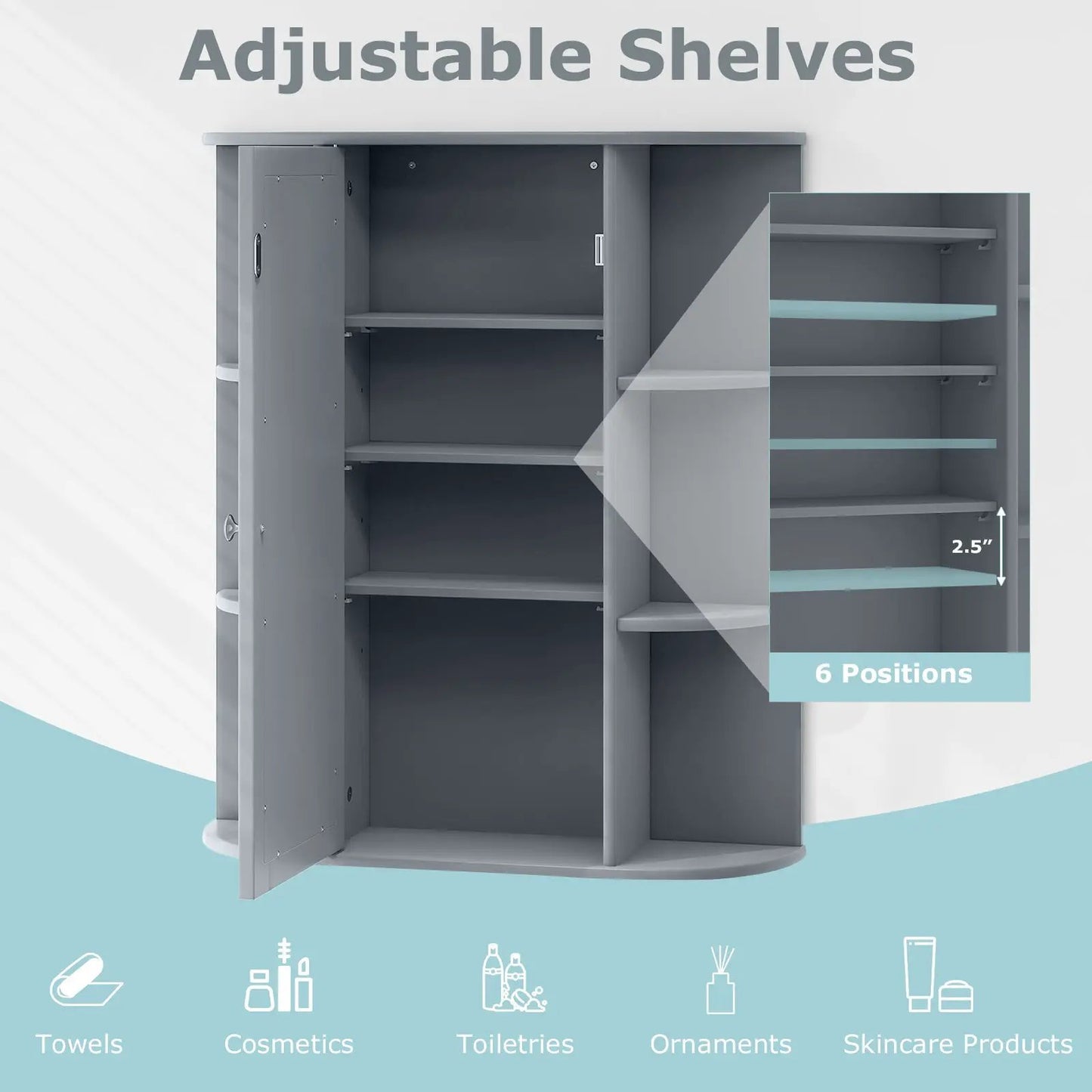 DirectDeals mirrored bathroom cabinet with single mirror door and adjustable shelves on Tampa Home & Garden Store