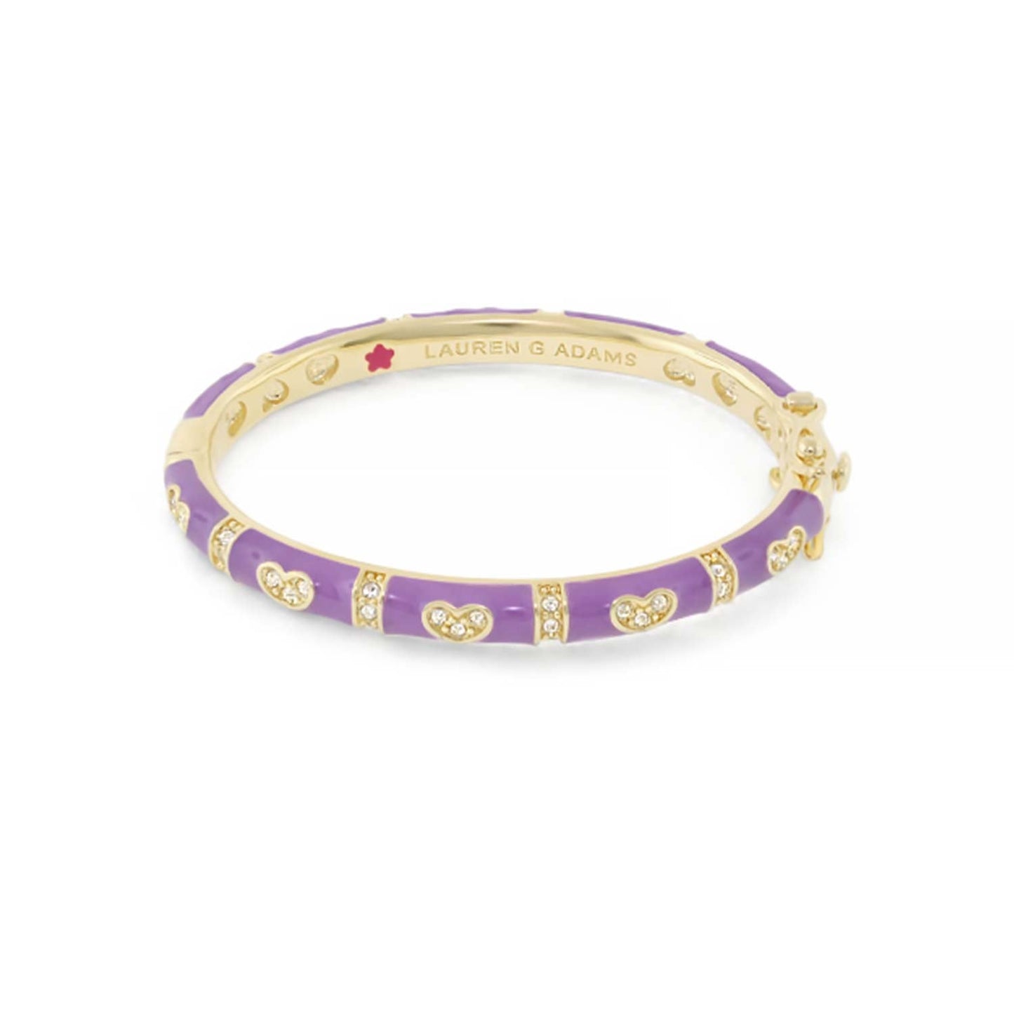 Baby Hearts Bangle by Lauren G Adams; purple enamel gold-tone bracelet with crystal hearts on Tampa Home & Garden Store