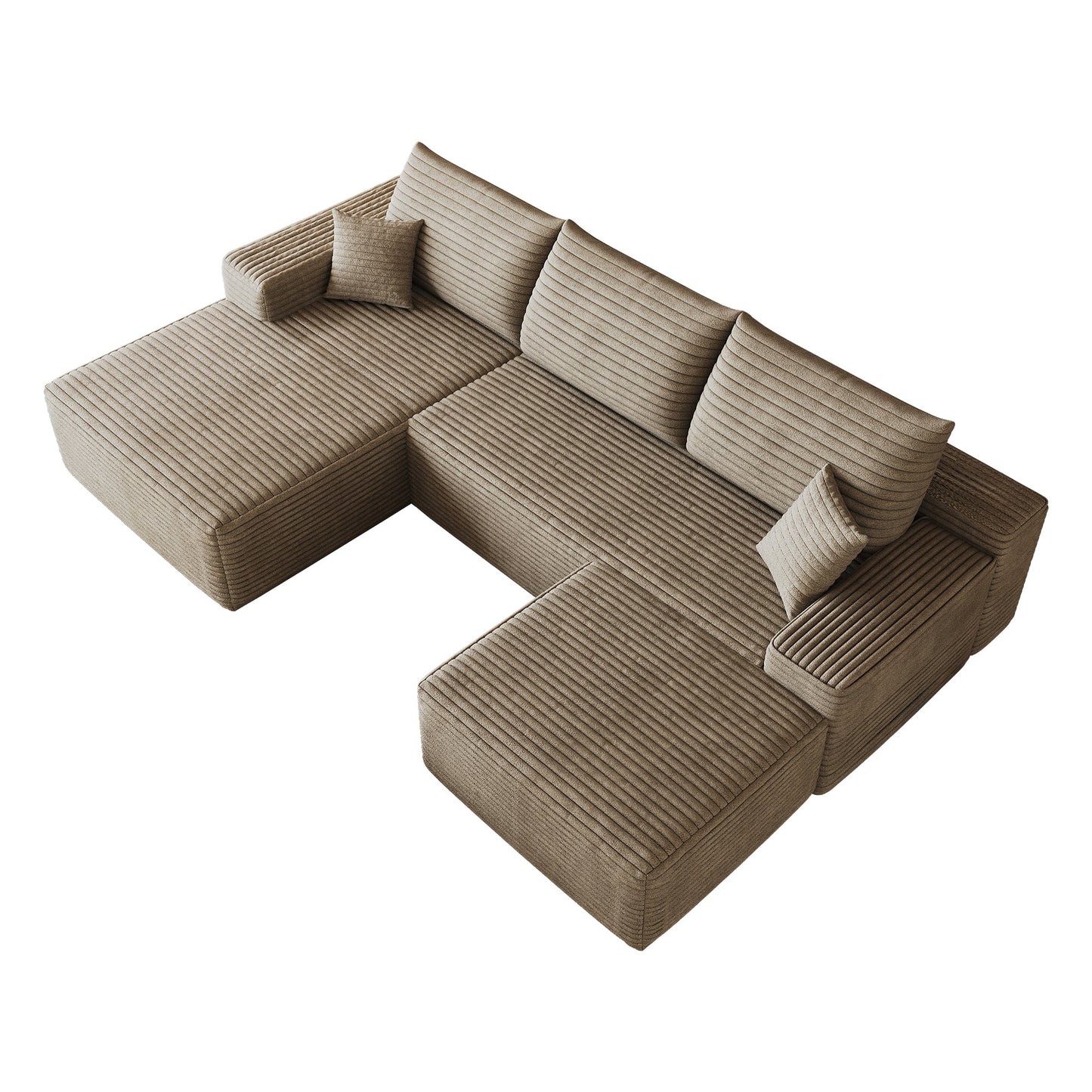 107in Cloud Sectional Sofa with Ottoman beige fabric HouseOfZazla on Tampa Home & Garden Store