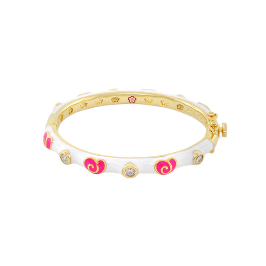 Lovely Hearts Bangle, Lauren G Adams girl's bracelet in enamel with pink hearts and crystals on Tampa Home & Garden Store