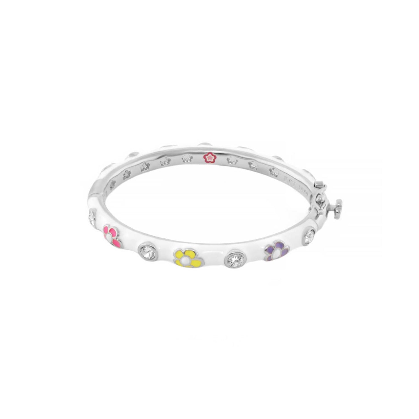 Dream Garden Snail Bangle stackable bracelet with enamel flowers and crystals on Tampa Home & Garden Store