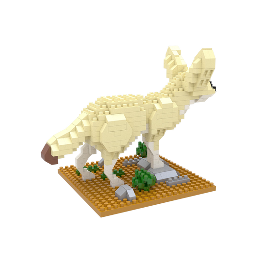 Mini Building Blocks Fennec Fox Kit beige cream construction set on tan desert base on Tampa Home & Garden Store