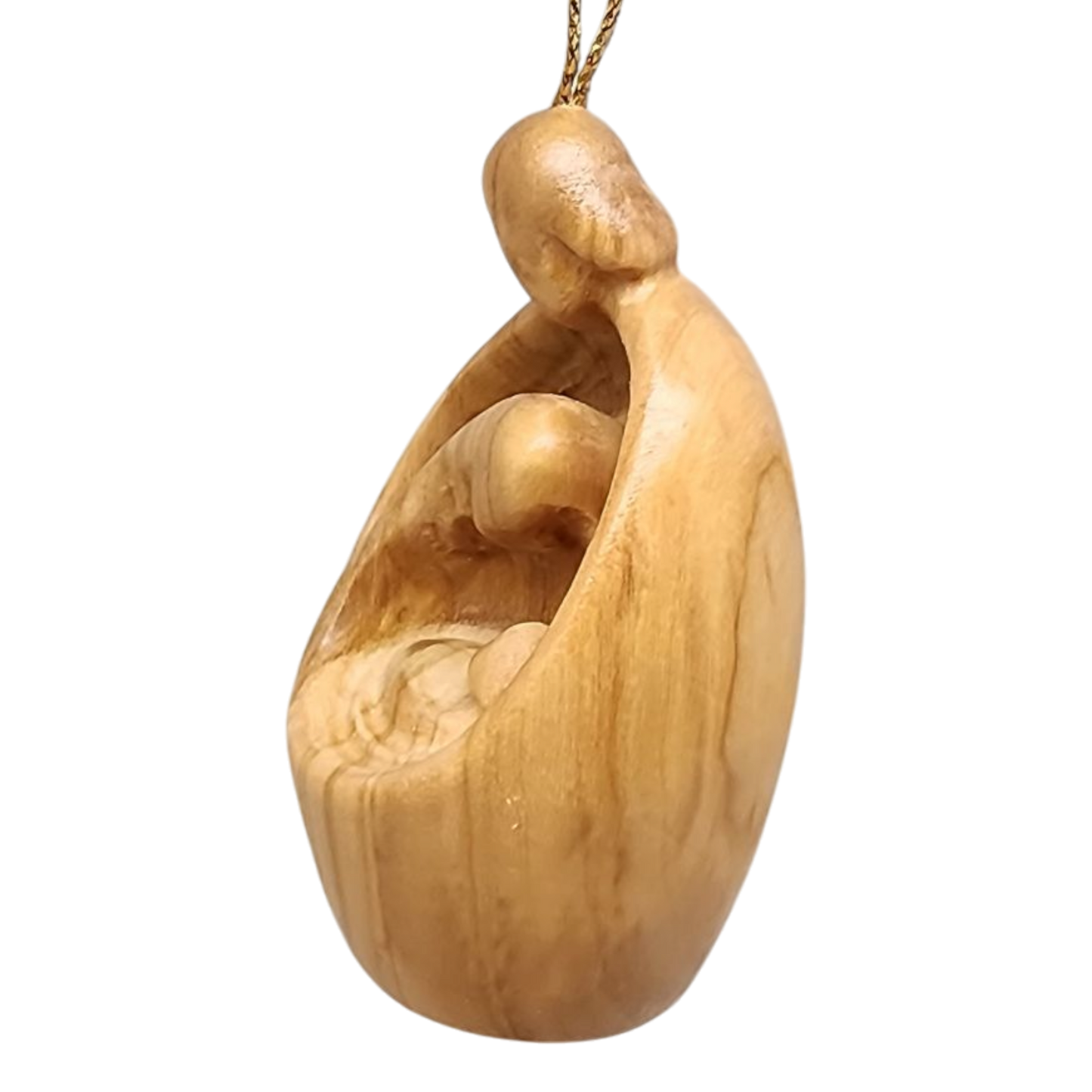 Olive wood nativity ornament, modern style, 3 inch on Tampa Home & Garden Store