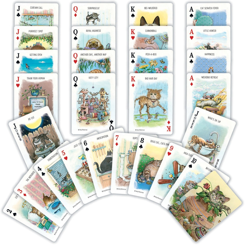 Cats Playing Cards deck with colorful cat illustrations, fanned playing cards display on Tampa Home & Garden Store