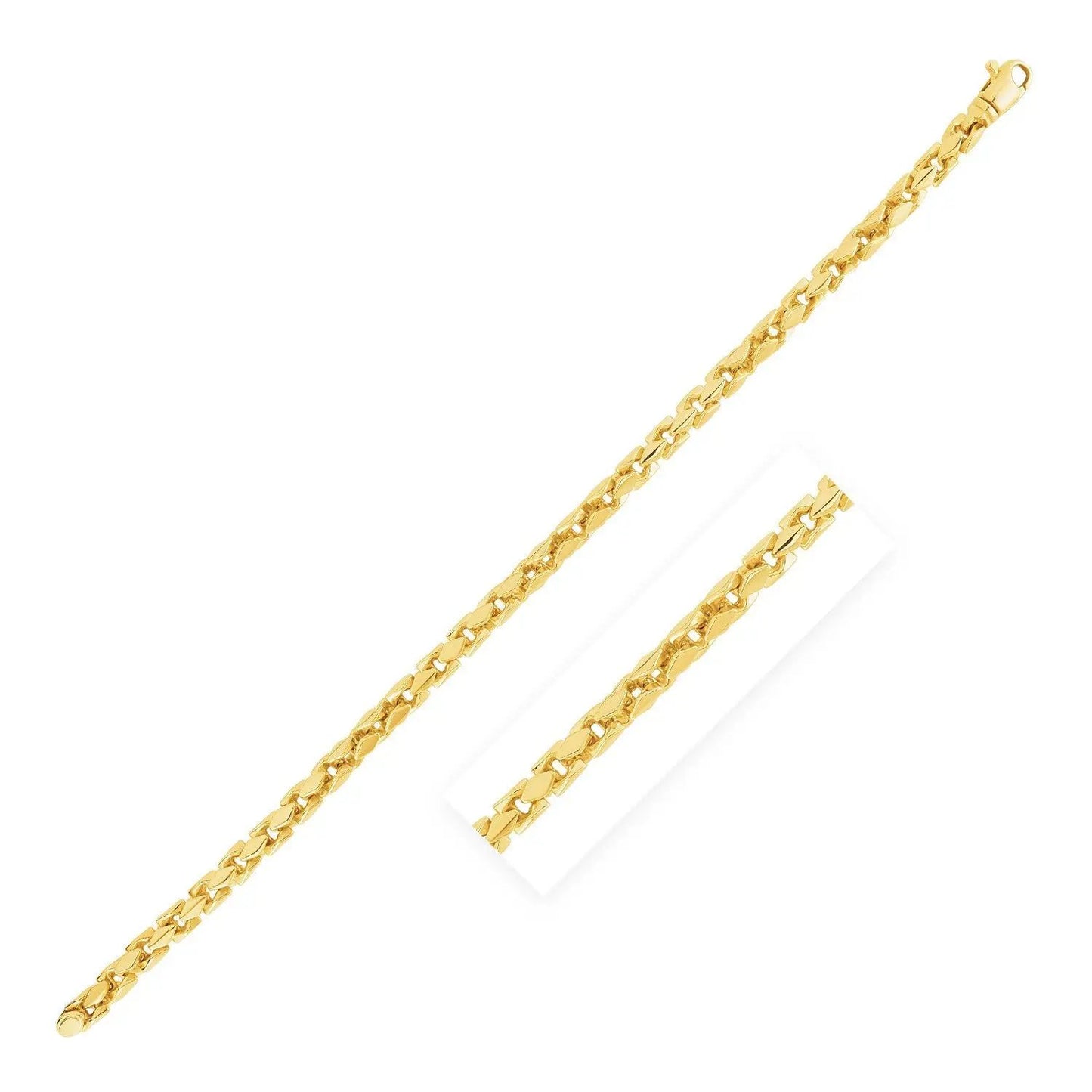 14K Yellow Gold Men's Fancy Box Bracelet 5mm chain with polished links on Tampa Home & Garden Store