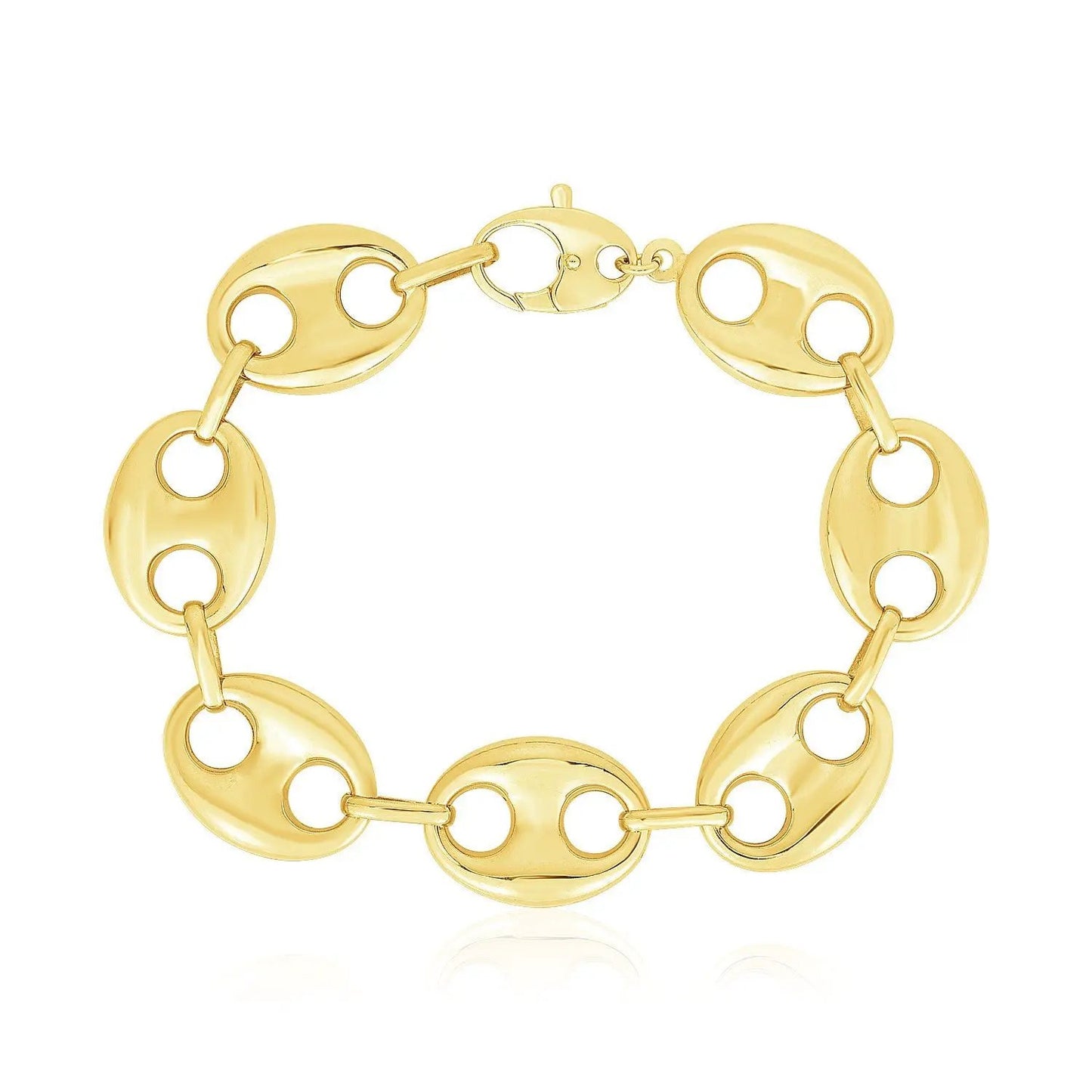 Bracelet, 14K yellow gold lite puffed mariner link with circular disk links, by Bids.com on Tampa Home & Garden Store