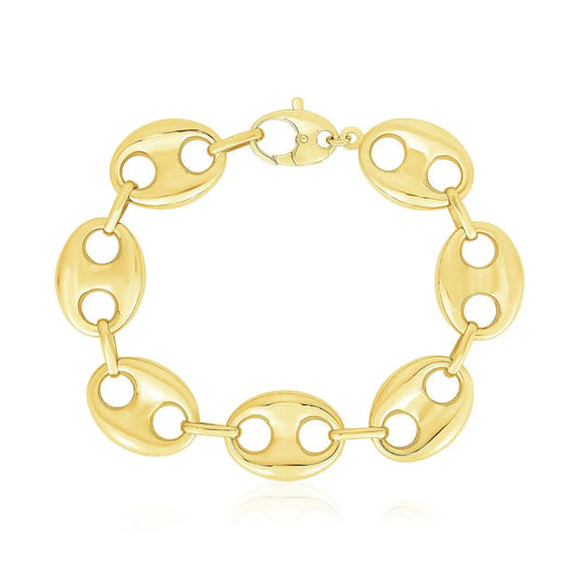 Bracelet, 14K yellow gold lite puffed mariner link with circular disk links, by Bids.com on Tampa Home & Garden Store