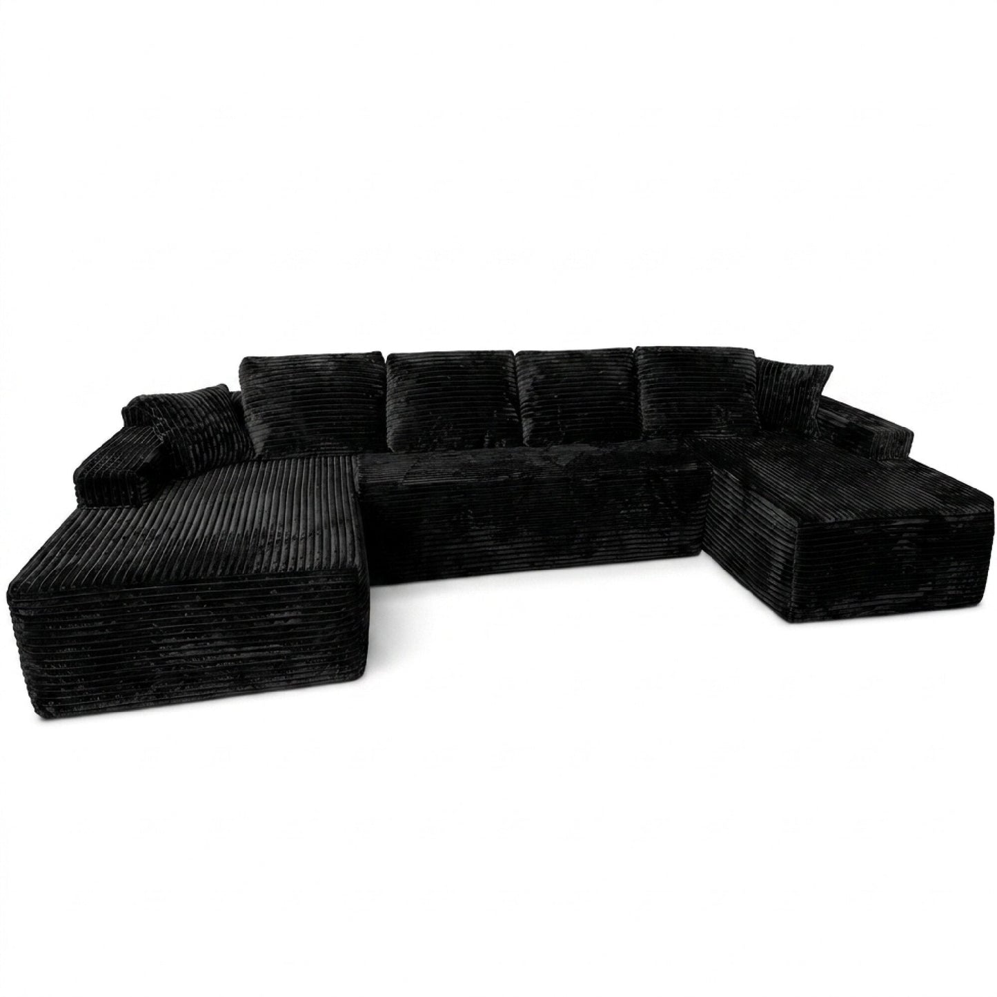 131-Inch Big Size Modular Sectional Sofa in black velvet upholstery by HouseOfZazla on Tampa Home & Garden Store