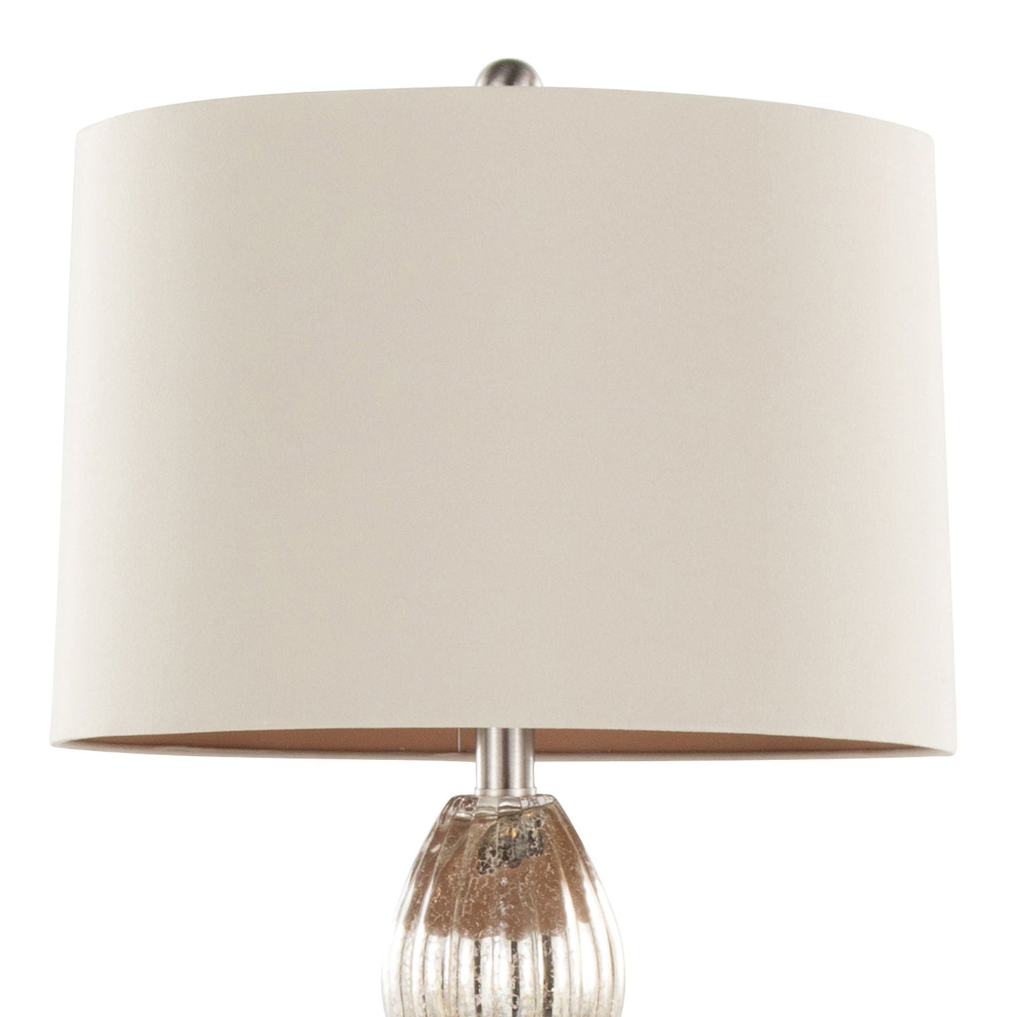 Spade contemporary table lamp with ribbed glass base, mercury nickel hardware, natural shade on Tampa Home & Garden Store