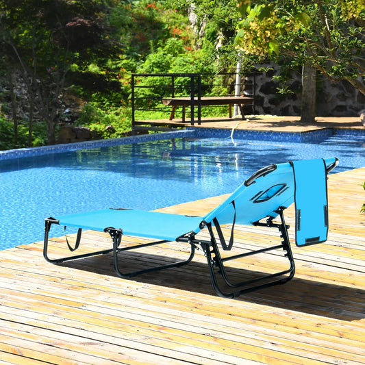 Beach Chaise Lounge Chair with Face Hole and Removable Pillow-Turquoise - Tampa Home & Garden Store