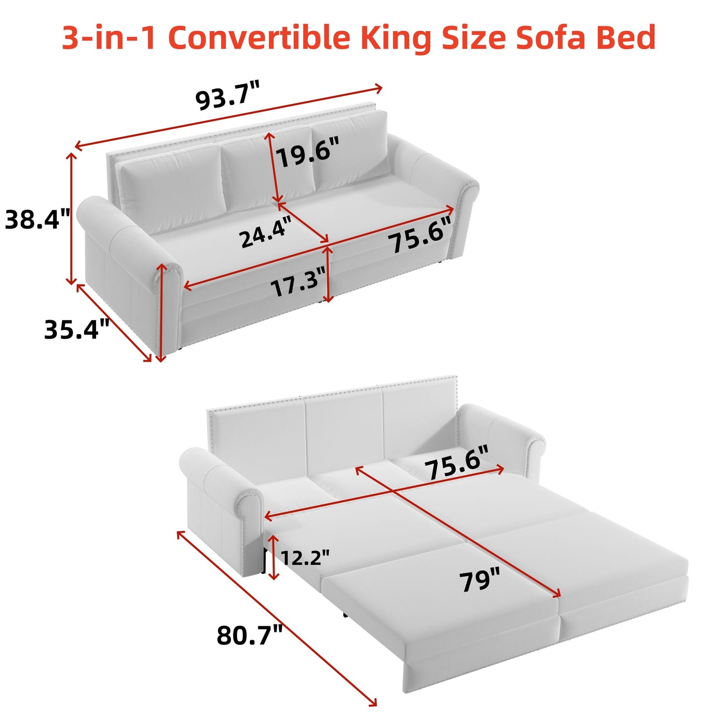 Convertible Pull Out Sofa Bed and Sleeper Unit