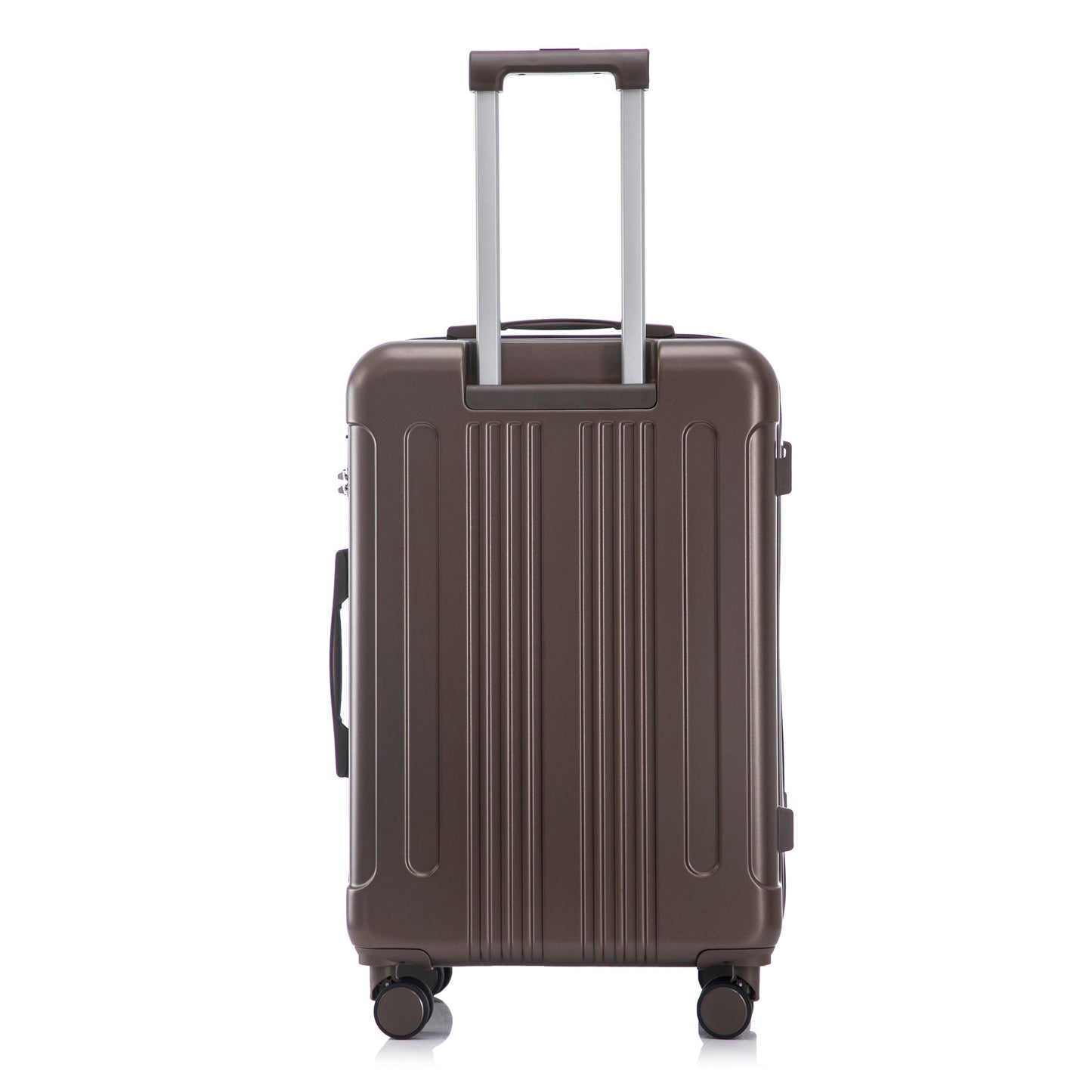 3 Piece ABS Spinner Wheel Luggage Set brown hard-shell suitcase with extended silver telescoping handle and four spinner wheels on Tampa Home & Garden Store