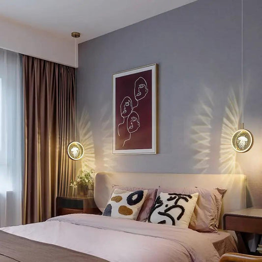 Bedroom Bedside Nordic Crystal Chandelier pendant lights, set of 2, gold crystal spheres on Tampa Home & Garden Store