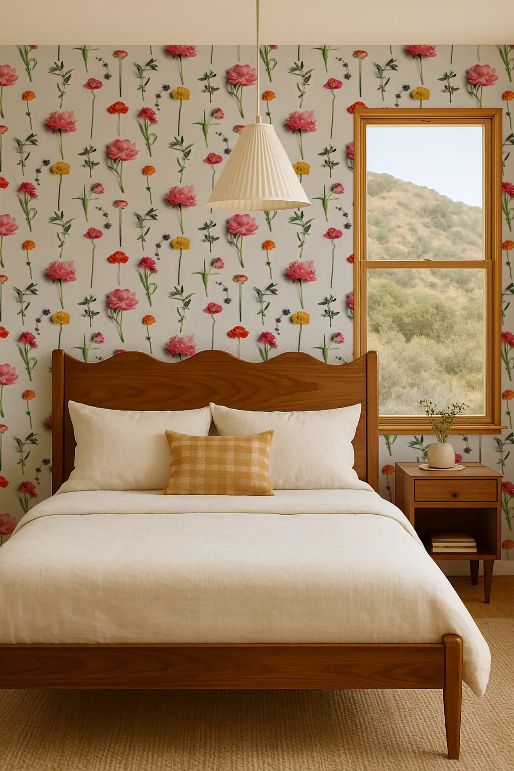 Fresh To Death Floral Wallpaper Spring Pattern, white background with pink and yellow flowers on Tampa Home & Garden Store