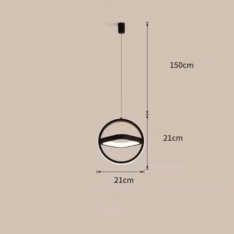 Bedside pendant lamp Nordic iron LED by Decorbites, black ring, 21 cm dia on Tampa Home & Garden Store