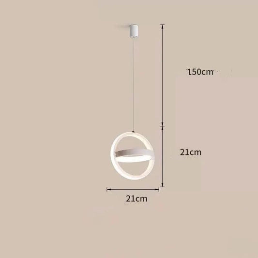 Bedside pendant lamp Decorbites Nordic LED circular ring, 21 cm dia, 150 cm drop on Tampa Home & Garden Store
