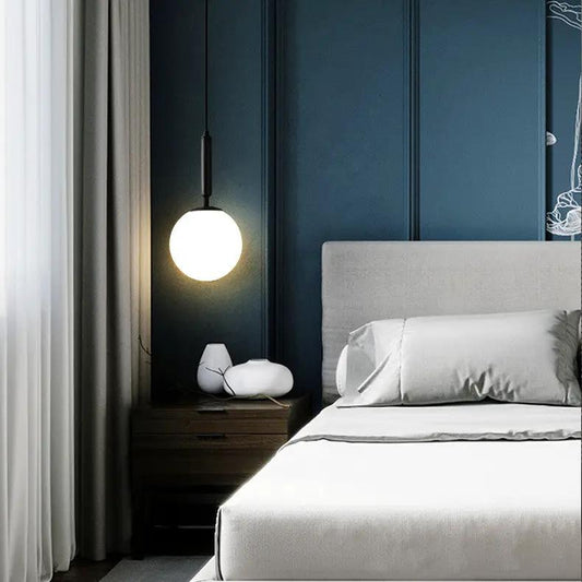 Decorbites Bedside Chandelier with black cord blue nightstand 2 vases on Tampa Home & Garden Store