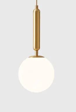 Bedside Chandelier Simple Modern Long Line brass pendant with white globe bulb Decorbites on Tampa Home & Garden Store