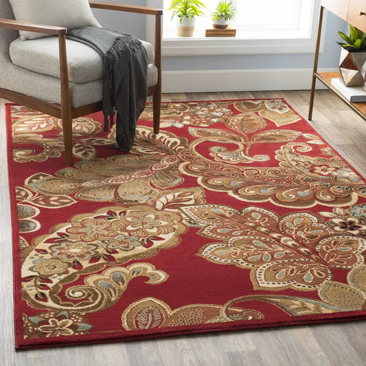 Beedeville Red Floral Area Rug traditional red floral pattern Boutique Rugs on Tampa Home & Garden Store