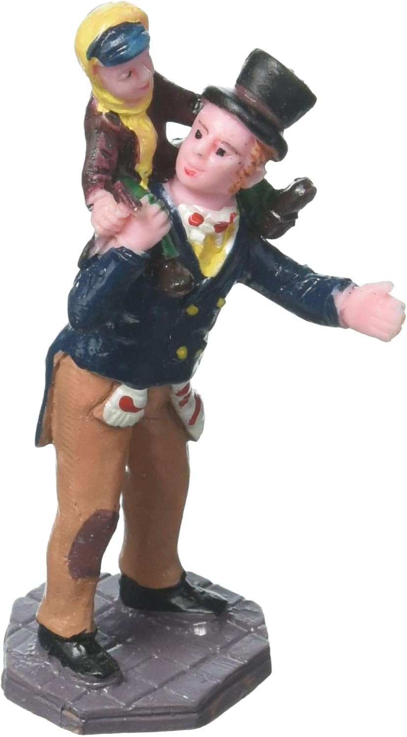Cratchit and Tiny Tim figurine with blue coat and top hat on cobblestone base on Tampa Home & Garden Store
