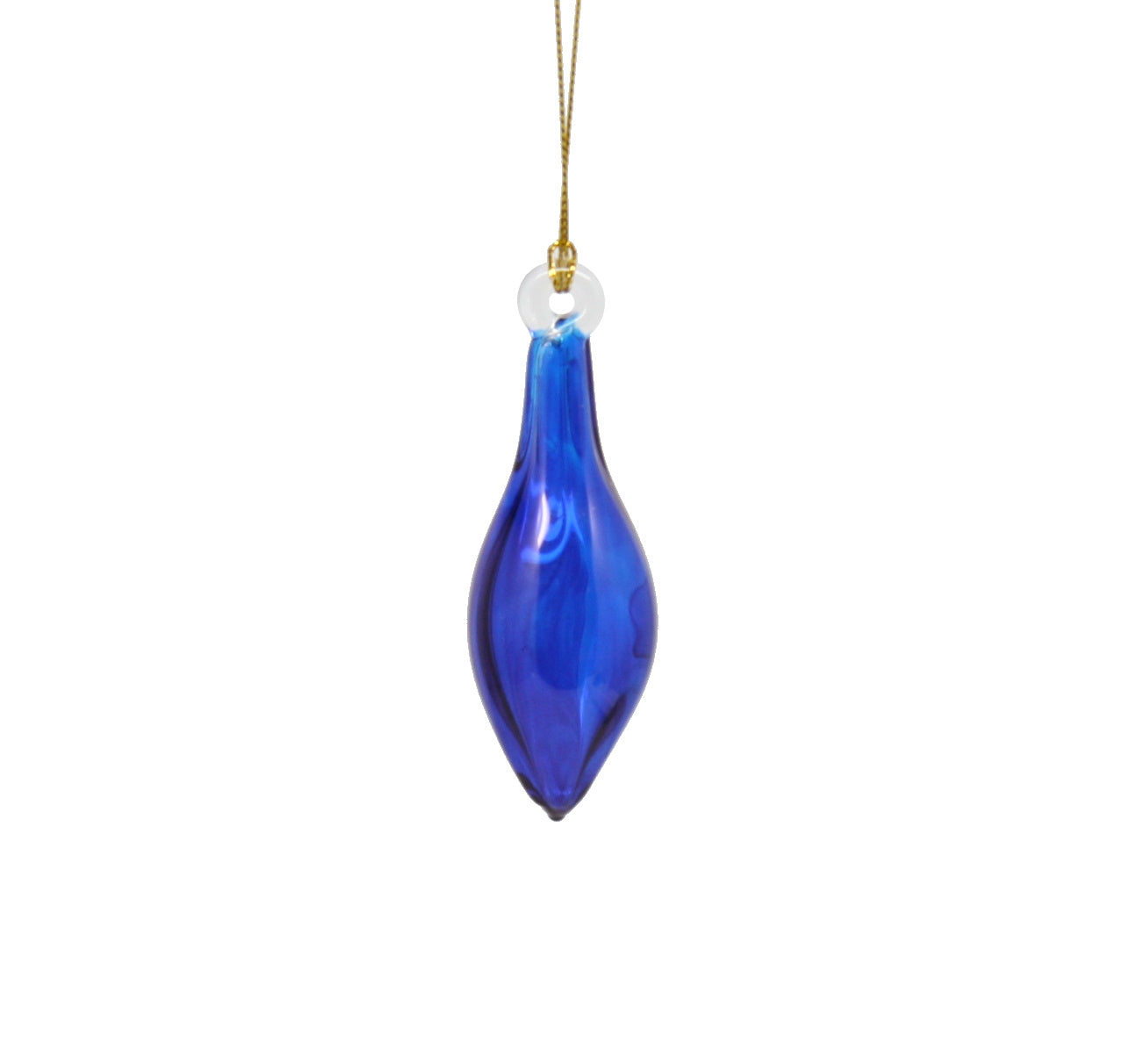 Ornement en verre soufflé en forme de larme - Cobalt - Renflement moyen