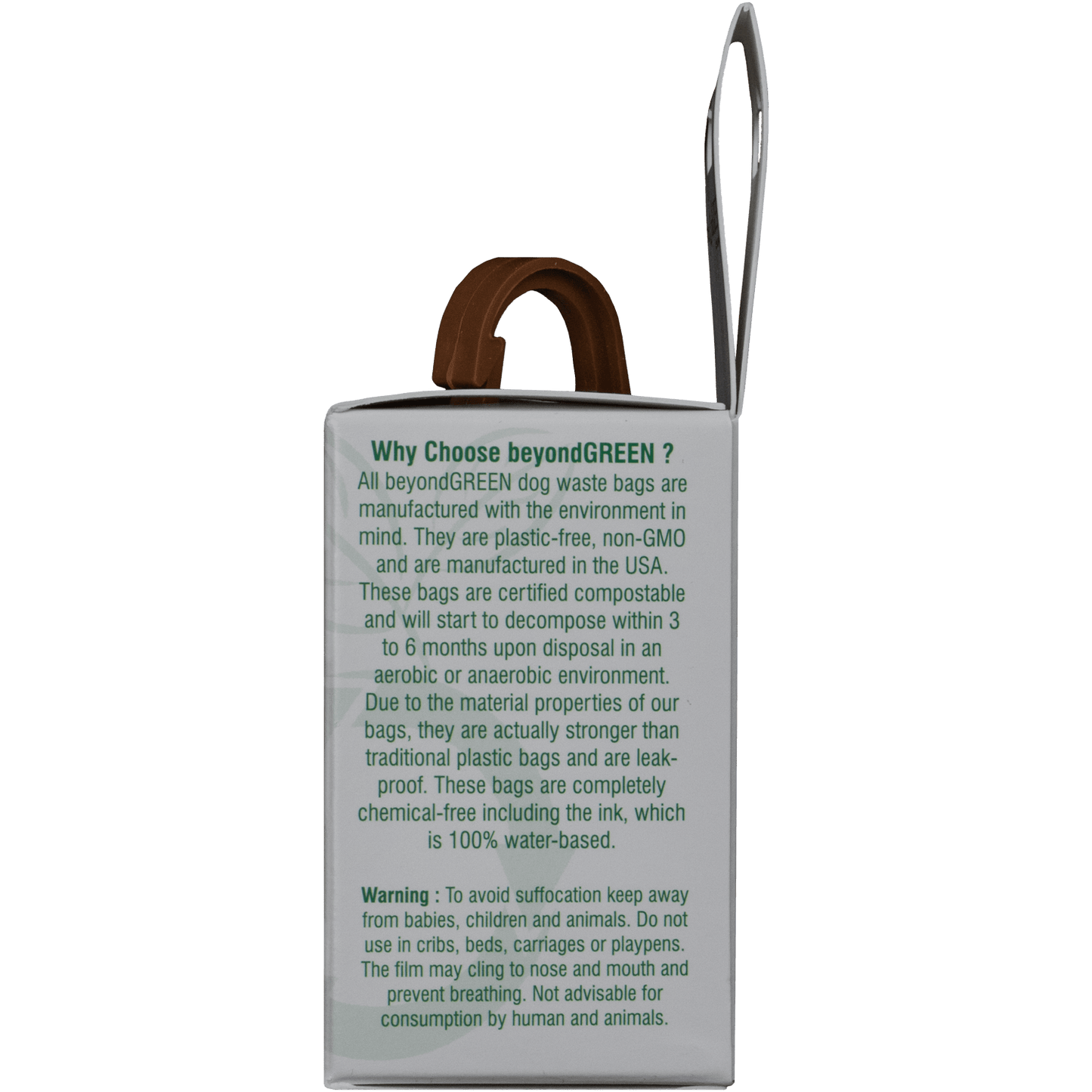 BeyondGREEN clip-on dog waste bag dispenser with brown handle holds standard rolls on Tampa on Tampa Home & Garden Store