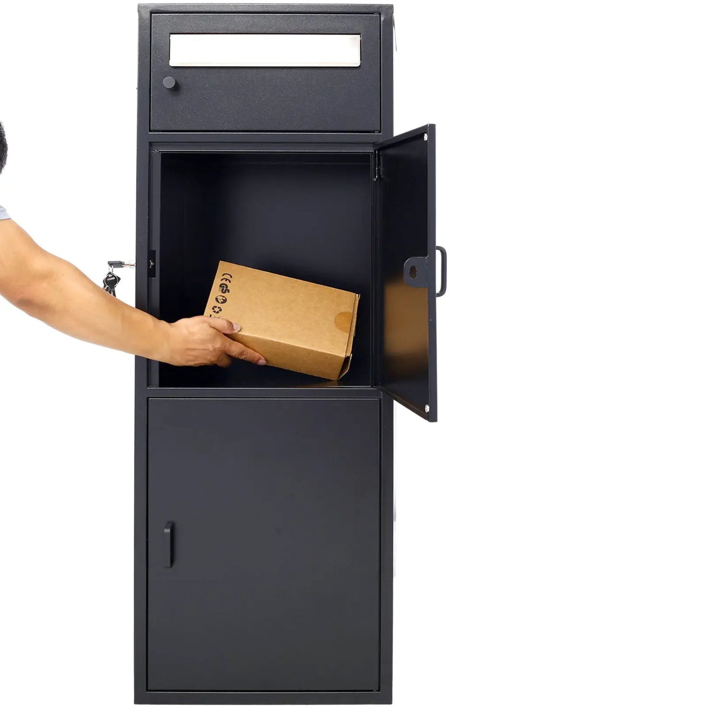 Large Steel Parcel Drop Box with Locking Mailbox