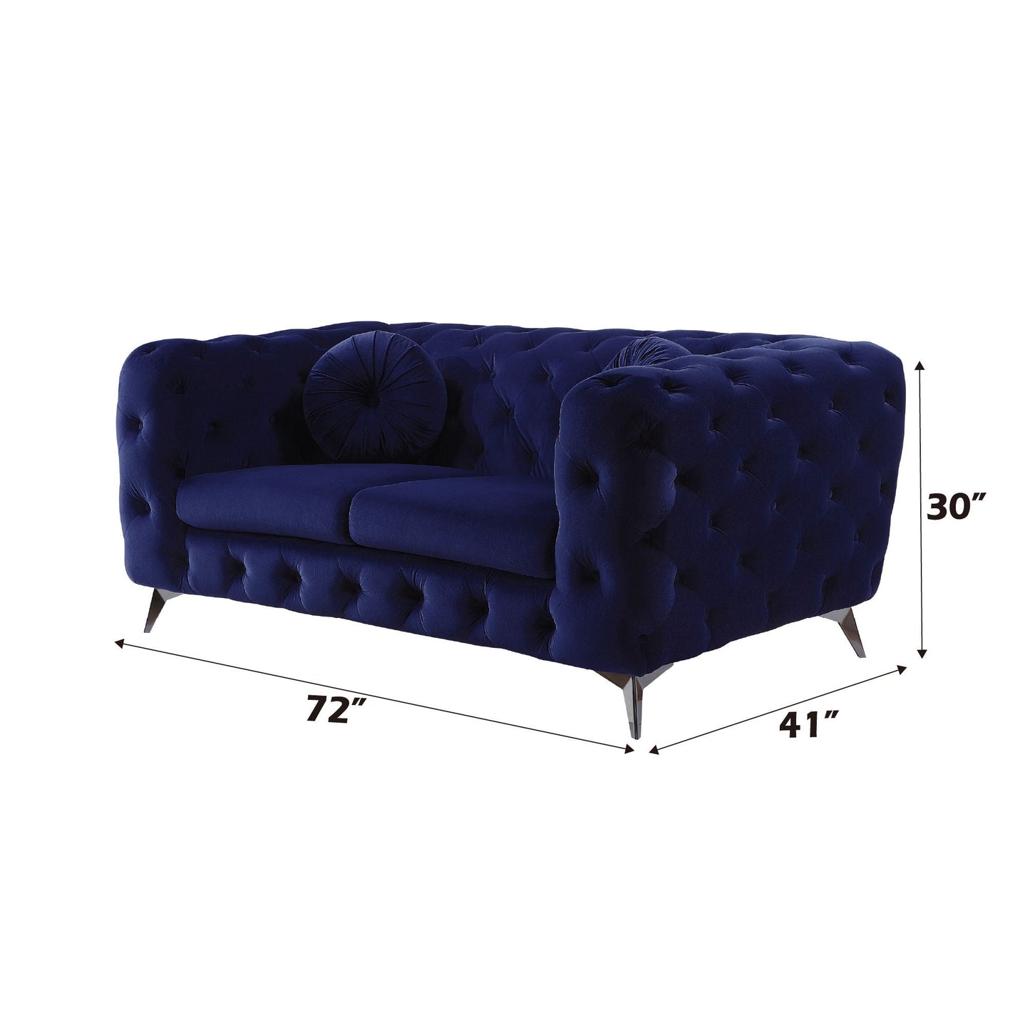 Atronia Loveseat by HouseOfZazla; blue velvet tufted 72in wide on Tampa Home & Garden Store