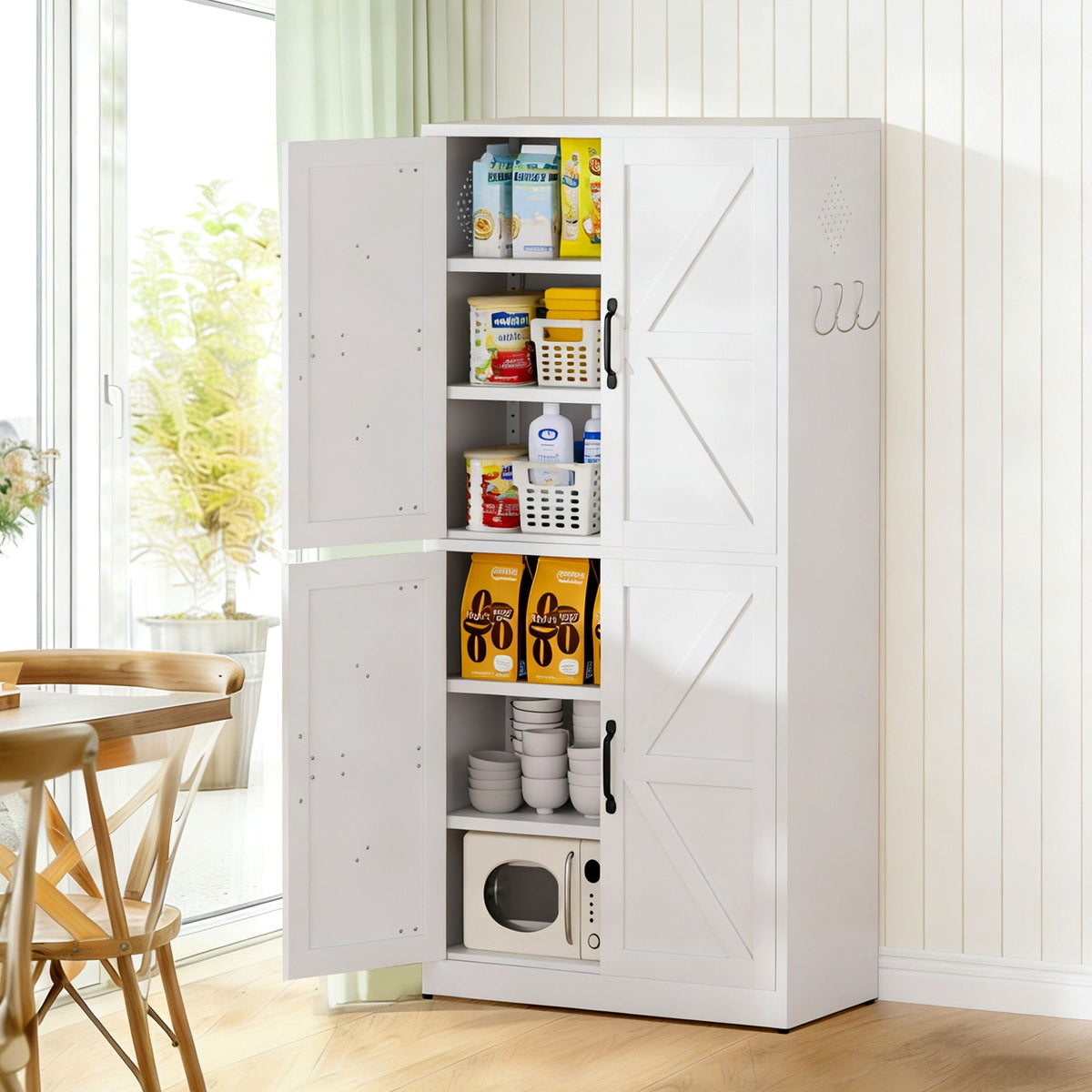 Pantry cabinet white with adjustable shelves heavy duty storage HouseOfZazla on Tampa Home & Garden Store