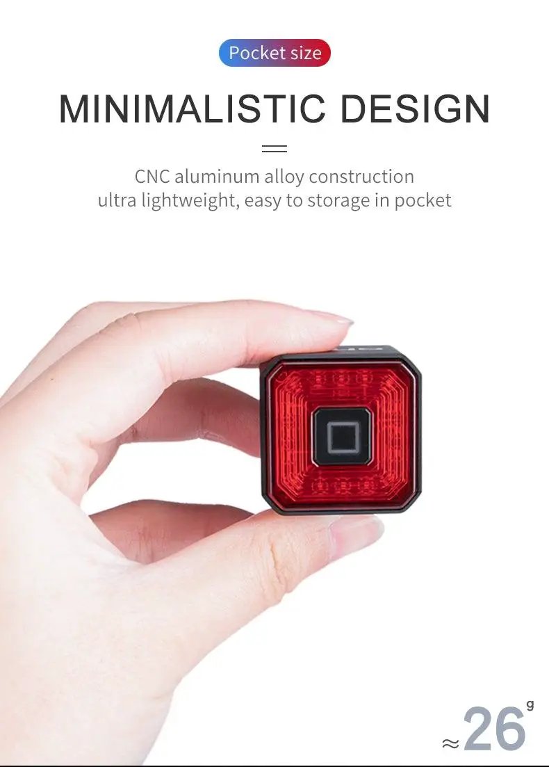 Smart Rear Taillight For Bicycle USB LED