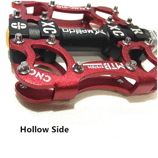 Bicycle pedals Stevvex red aluminum, sealed bearings, anti-slip flat platform for road MTB on Tampa Home & Garden Store