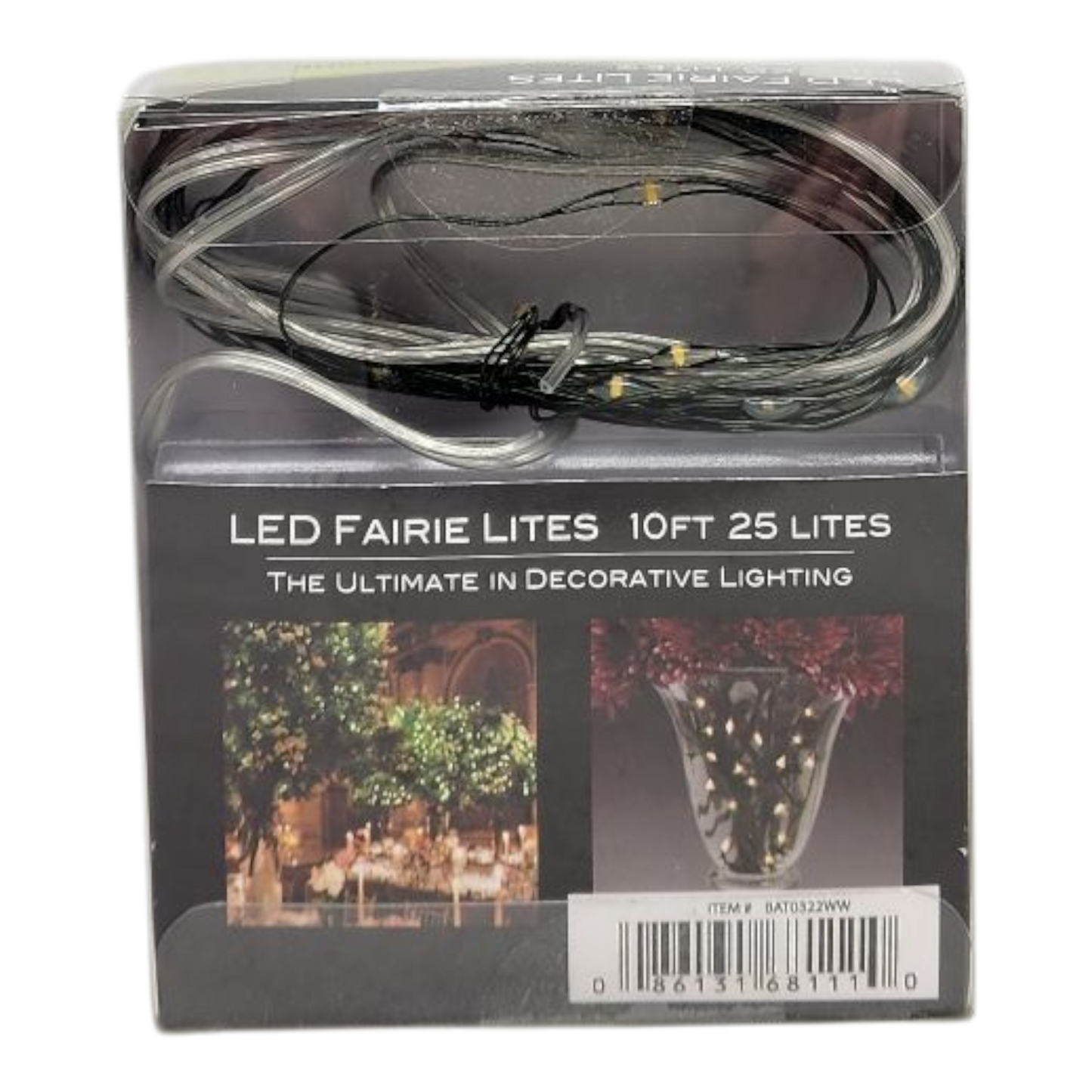 Juego de luces LED de hadas de 10 pies con cable verde, 25 luces, color blanco cálido, que funcionan con pilas