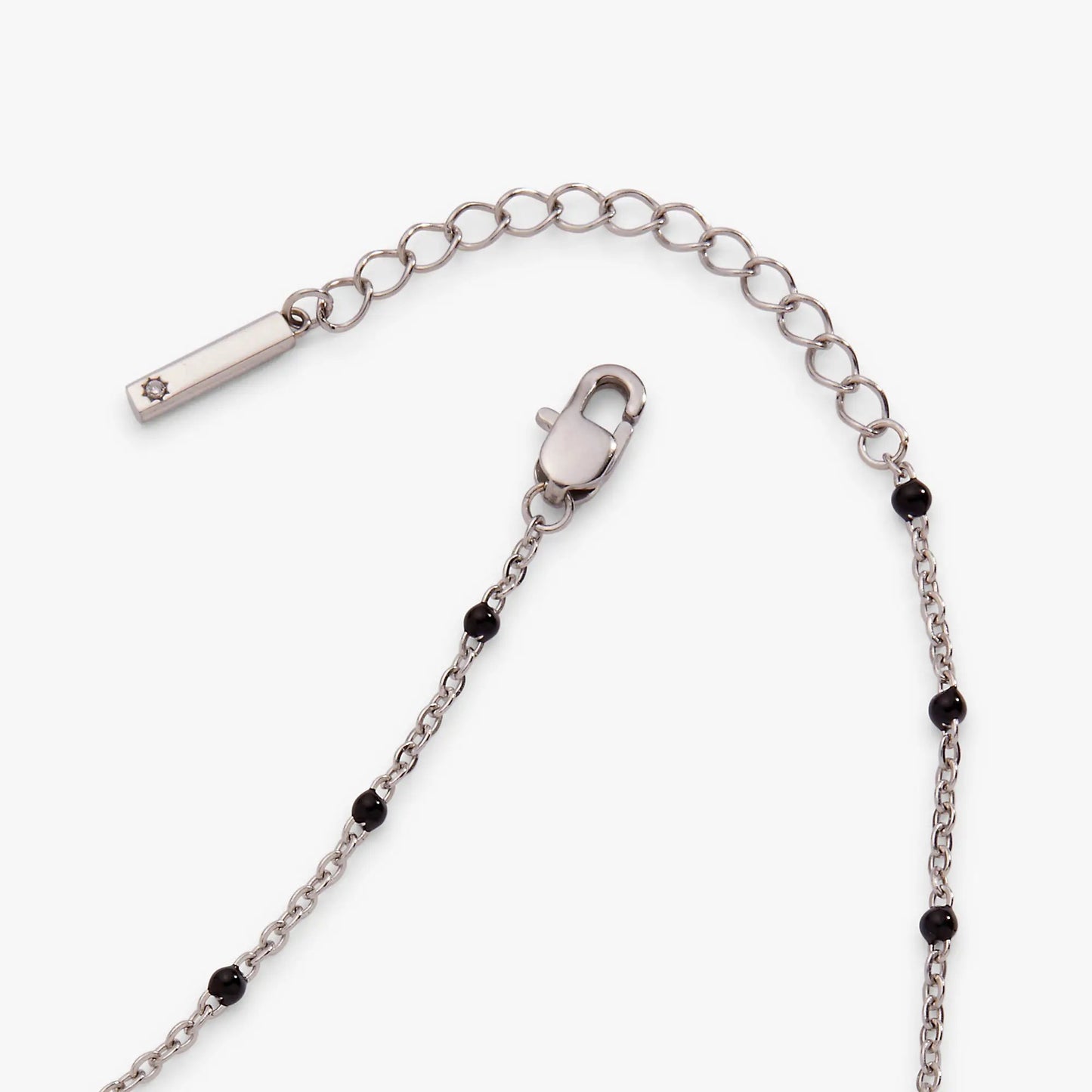 Black Enameled Chain Coin Station Anklet by ALEX AND ANI, silver-tone chain with black beads on Tampa Home & Garden Store