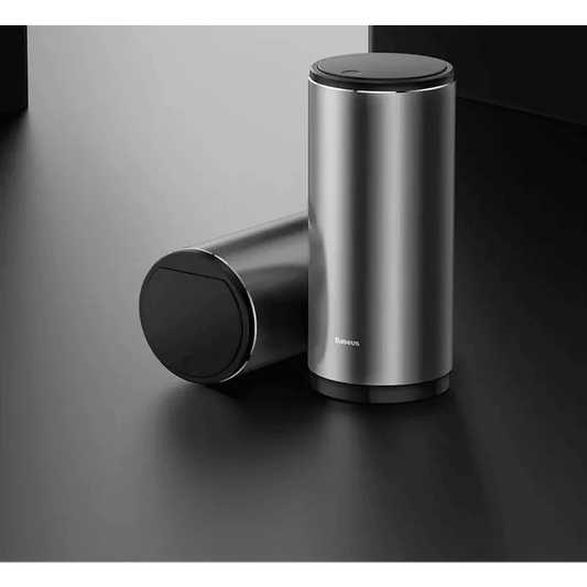 Baseus stainless steel car trash cans with black lids, compact vehicle waste bins on Tampa Home & Garden Store