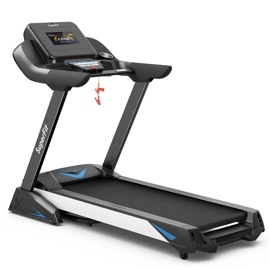 Treadmill SuperFit black with console display and red safety key on Tampa Home & Garden Store