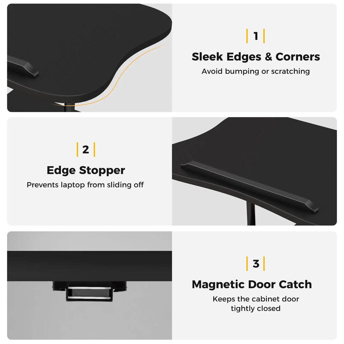 DirectDeals Adjustable Mobile Standing Desk Cart with Tilt, black top and edge stopper on Tampa Home & Garden Store