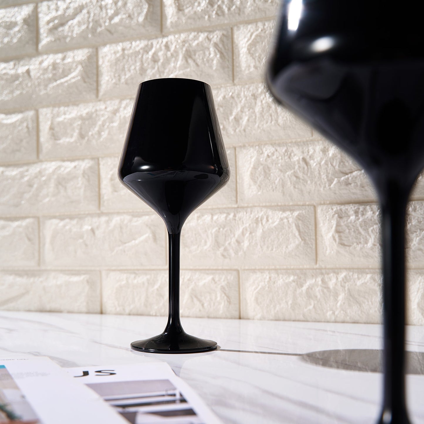 Valencia Black Acrylic Wine Glasses Set of 2