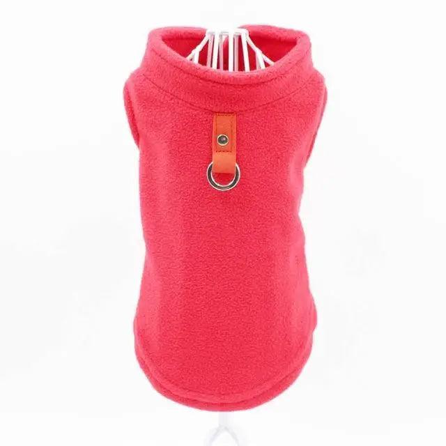 Dog vest pink fleece with leather strap and D-ring for leash, small Stevvex coat on Tampa Home & Garden Store