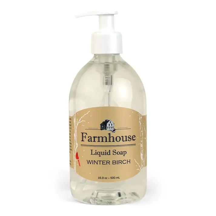 Farmhouse Winter Birch Liquid Hand Soap in clear pump bottle, 16.9 oz on Tampa Home & Garden Store
