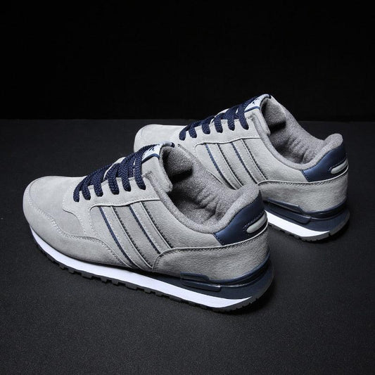 Blue Stevvex men's casual sneakers, grey-blue artificial leather, sporty walking shoes on Tampa Home & Garden Store
