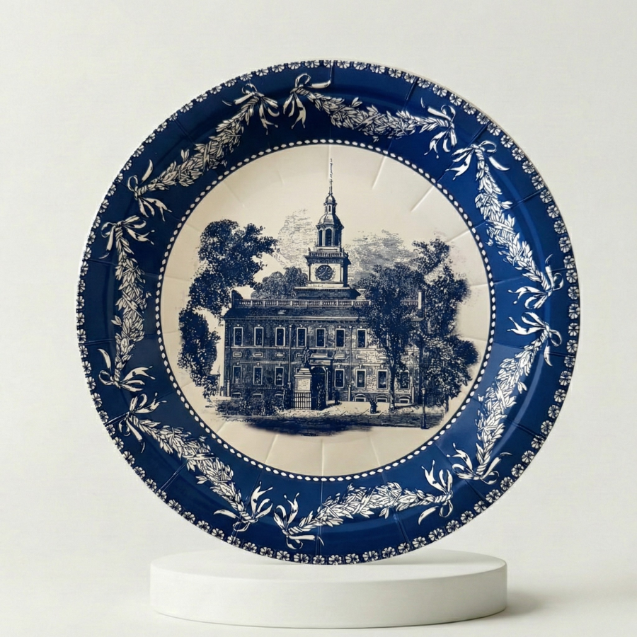 Independence Blue Paper Salad and Plates Set