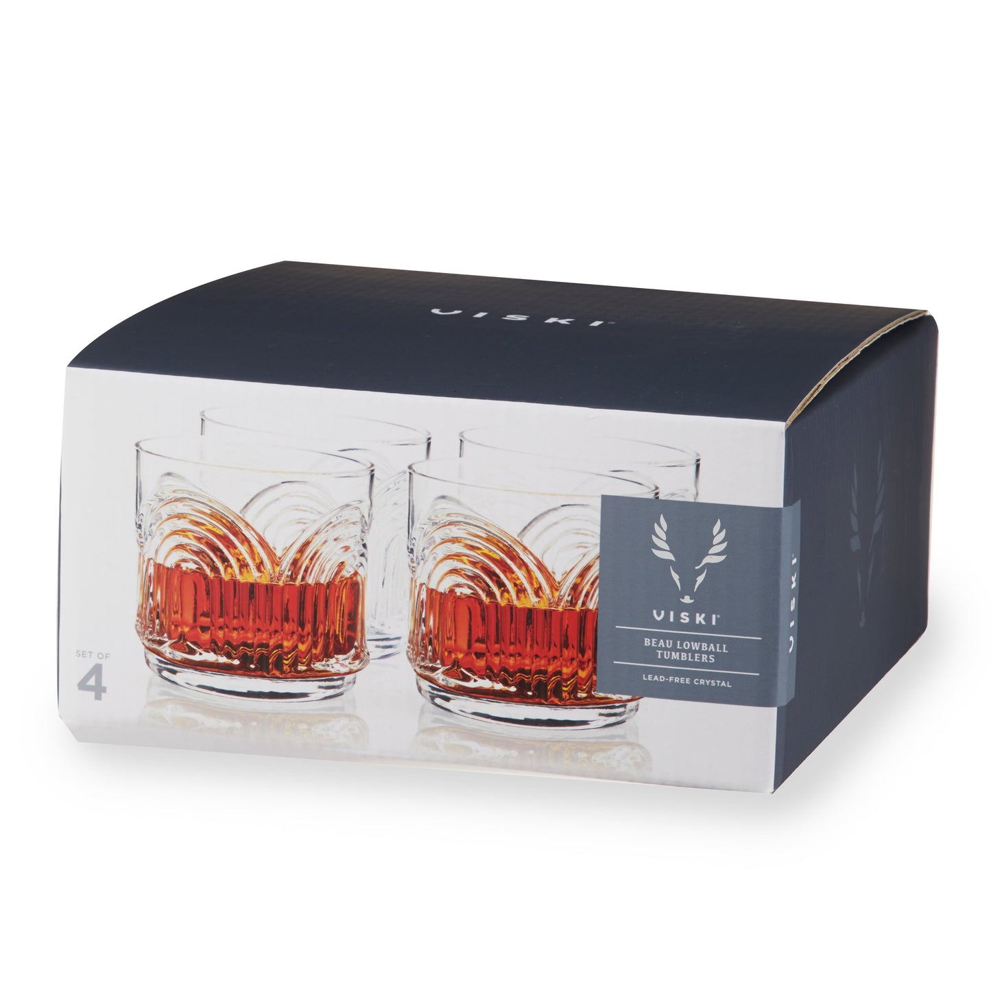 Elegant Beau Crystal Lowball Tumbler Set of Four