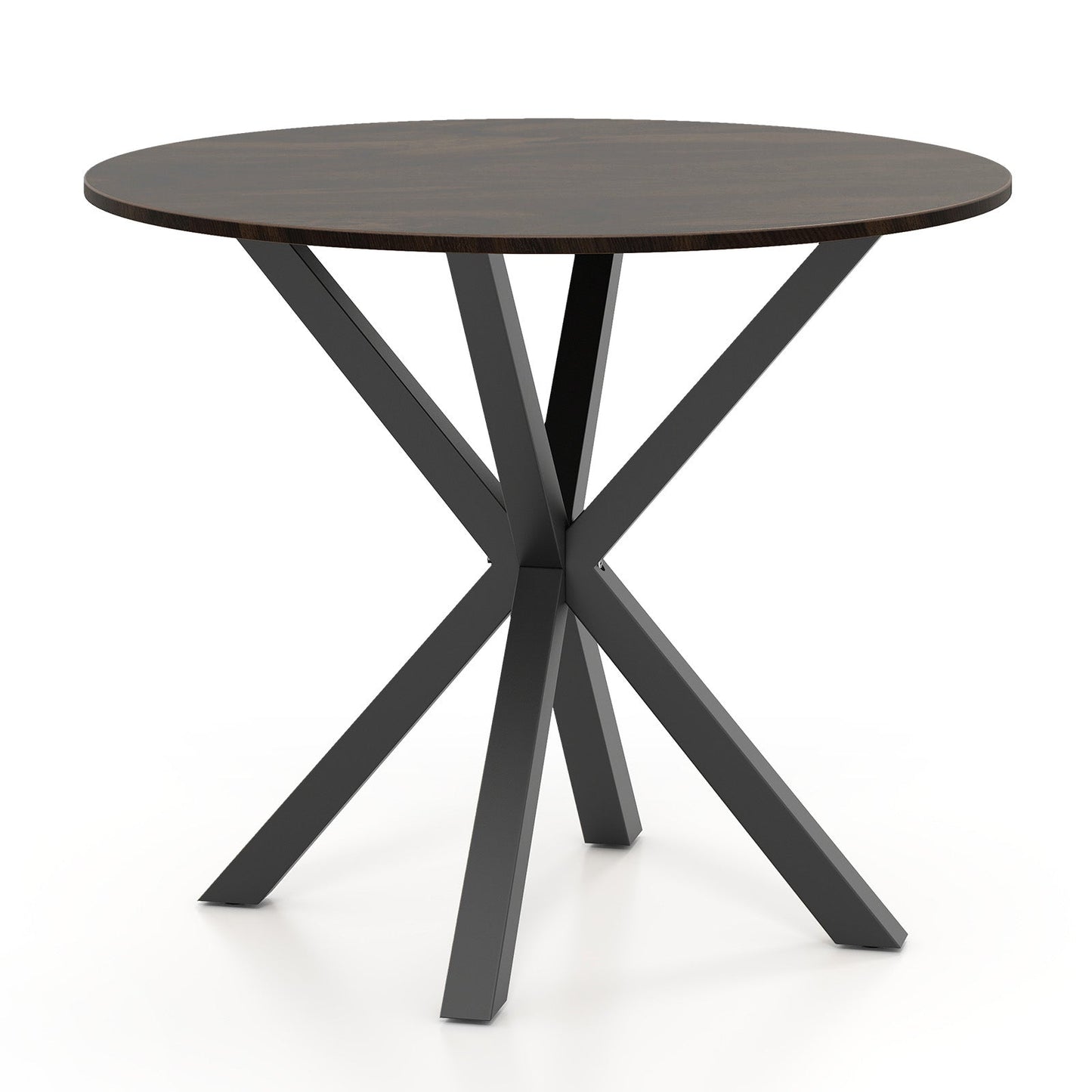 Mesa de Comedor de Madera de 36 Pulgadas con Base de Pedestal Entrelazada para 2-4 Personas-Marrón