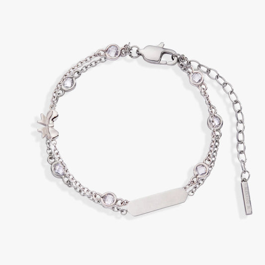 Bow Chain Double Strand Bracelet by ALEX AND ANI in silver-tone with crystal beads on Tampa Home & Garden Store