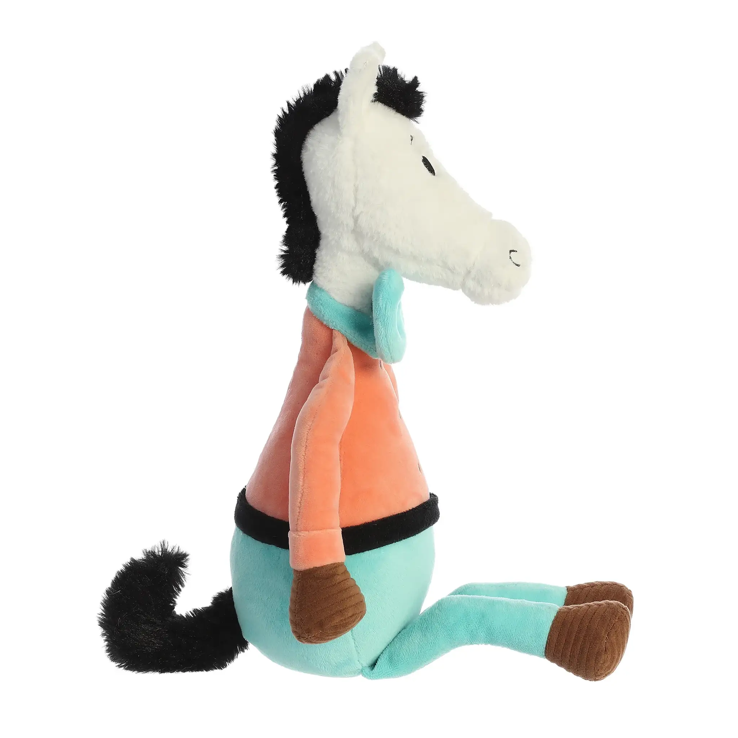 Dr Seuss 16 inch horse plush with white body, black mane, teal scarf on Tampa Home & Garden Store