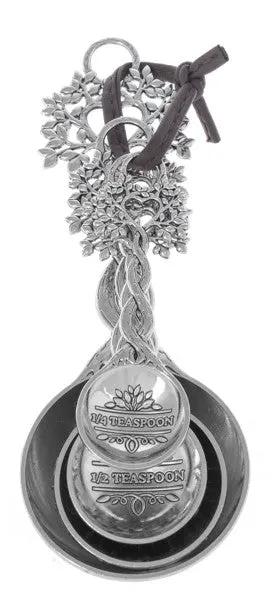 Together Twisted Trees measuring spoon set of 2 in silver metal with tree motif, 1/4 & 1/2 tsp on Tampa Home & Garden Store