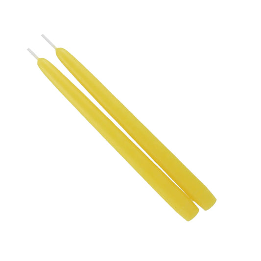 Mole Hollow Sun Yellow Taper Candles Pair, yellow wax, 2 candles on Tampa Home & Garden Store
